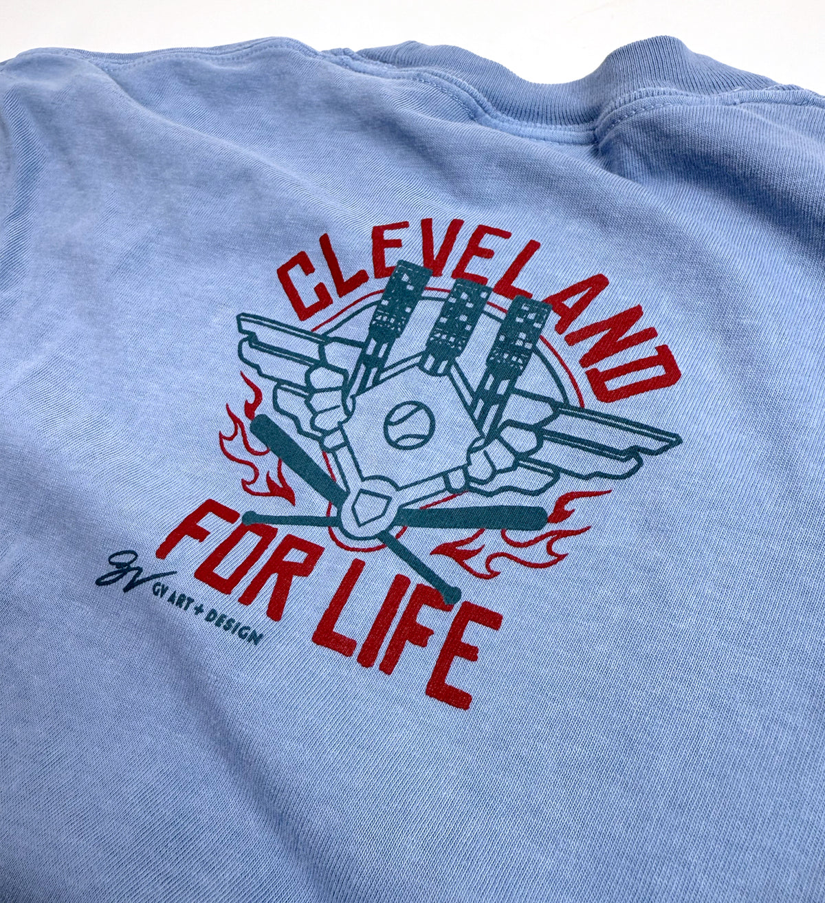 Blue Cleveland Baseball For Life Tshirt