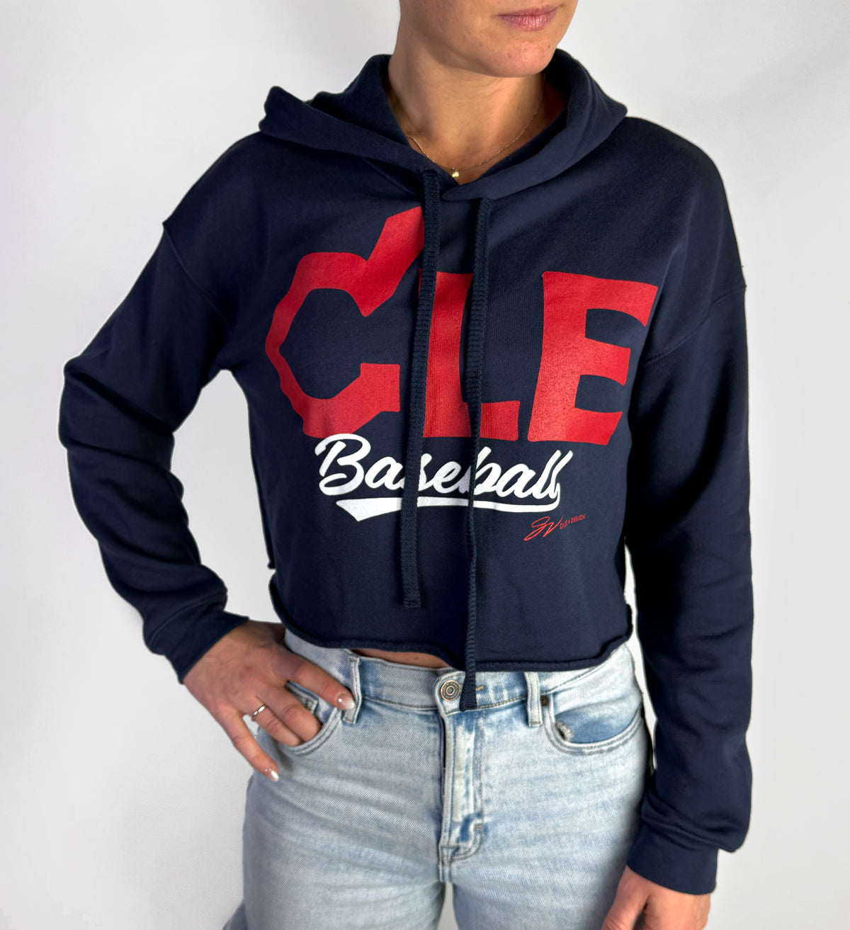 Women's CLE Baseball Feather Crop Sweatshirt