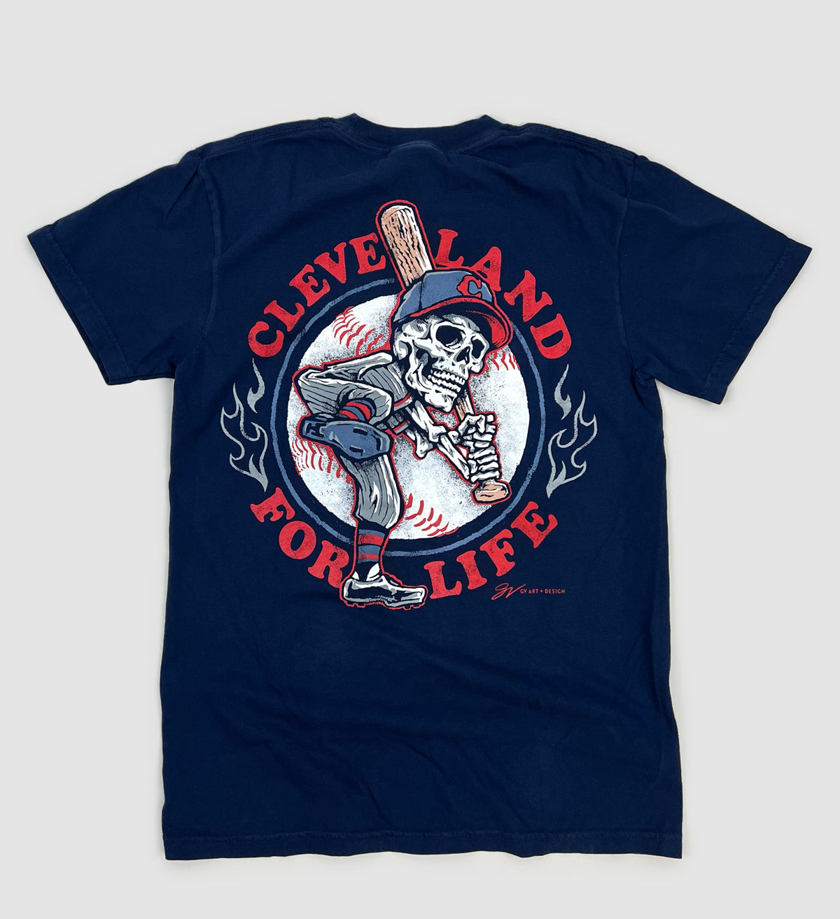 Navy Cleveland Baseball For Life T shirt