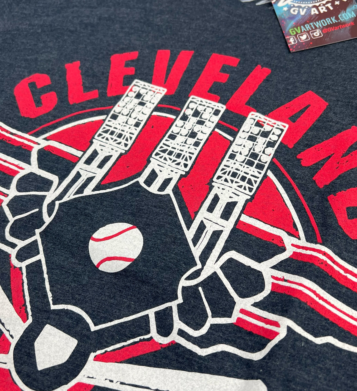 Navy Cleveland Baseball Wings T shirt