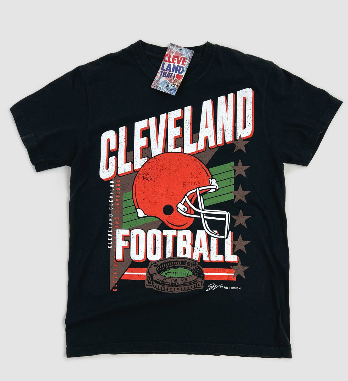 シャツ 70s football tshirt Black vintage Black Cleveland Football Vintage T Shirt