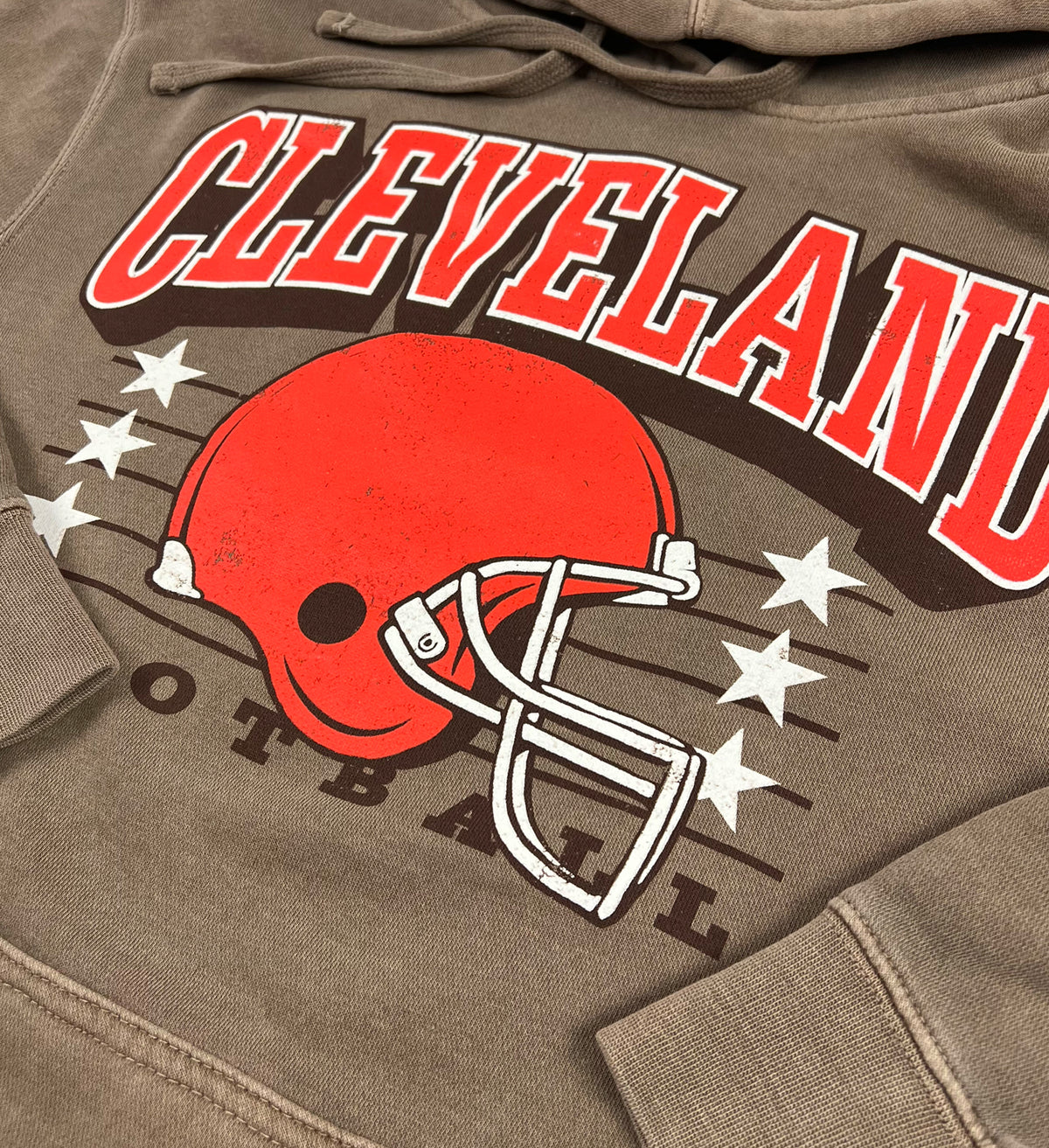 Brown Cleveland Football Vintage Hooded Sweatshirt
