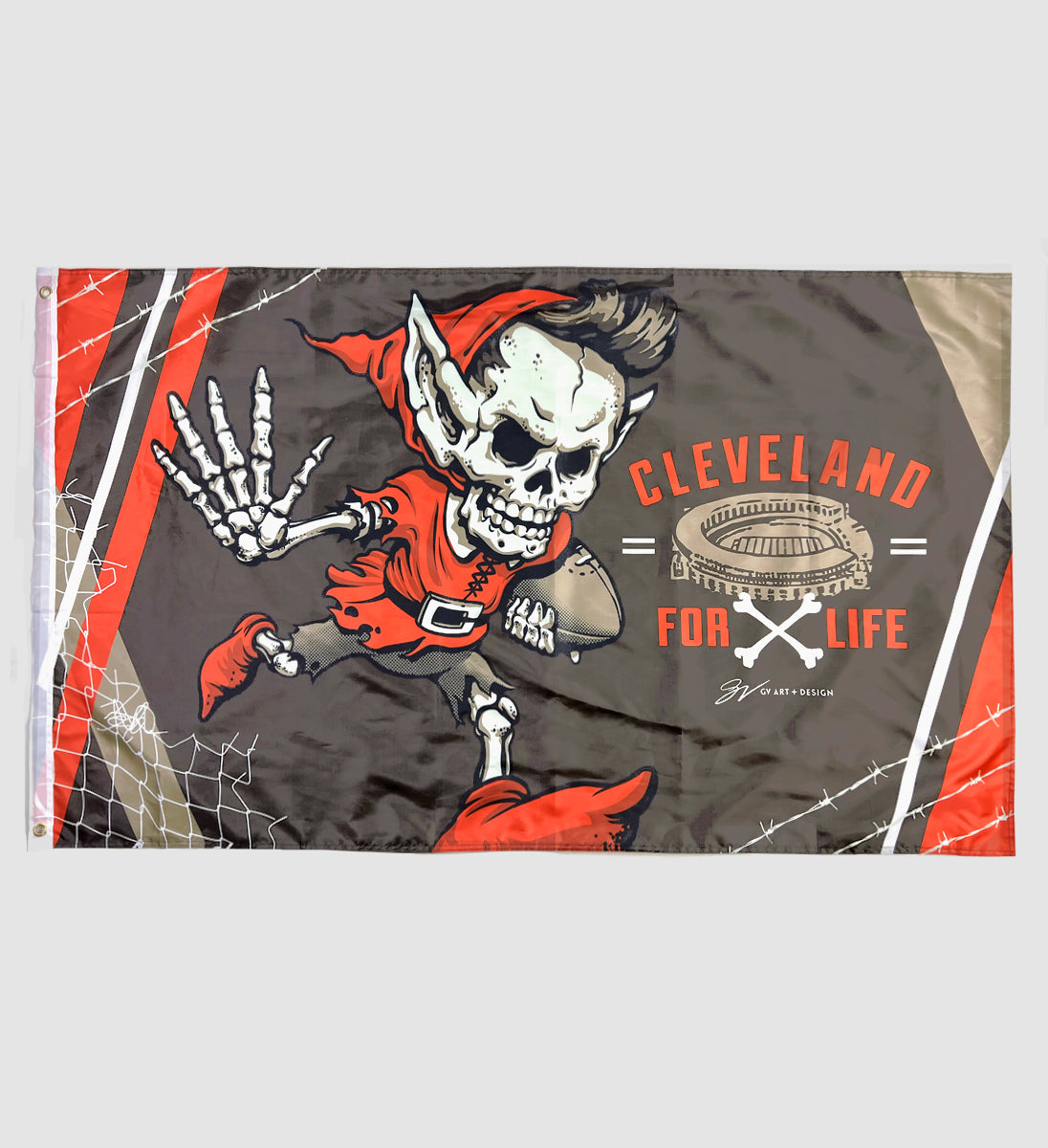 Cleveland Football For Life Flag Doublesided.