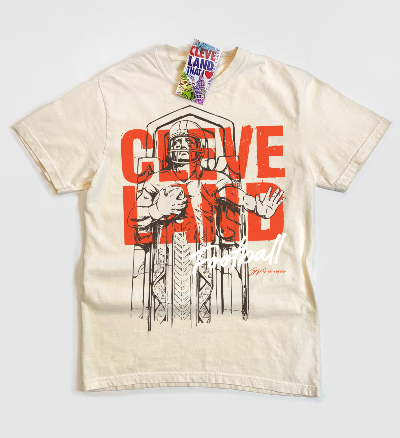 GV Art and Design Cleveland Football Guardian Graphic T Shirt XXLarge