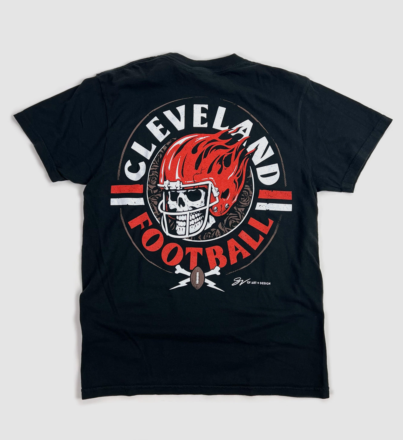 GV Art and Design Cleveland Bone Football T Shirt XXLarge