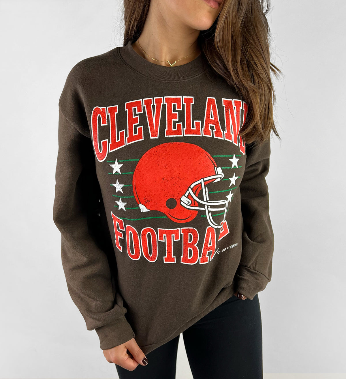 Brown Cleveland Football Vintage Crew Sweatshirt