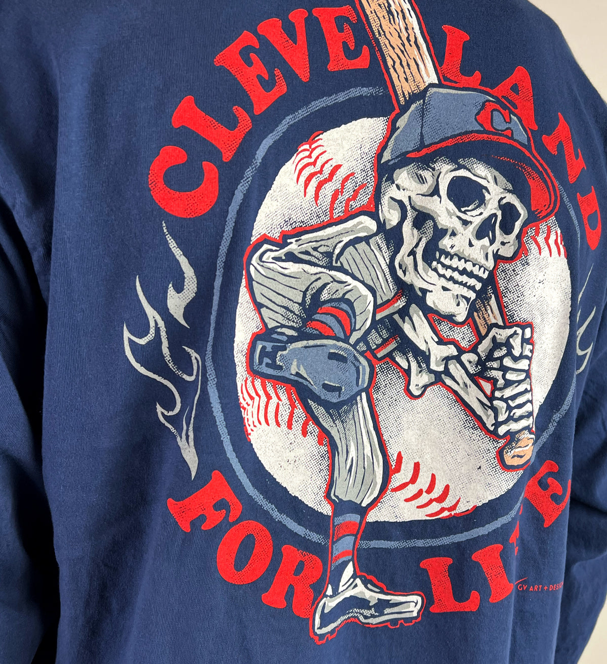 Navy Cleveland Baseball For Life Long Sleeve
