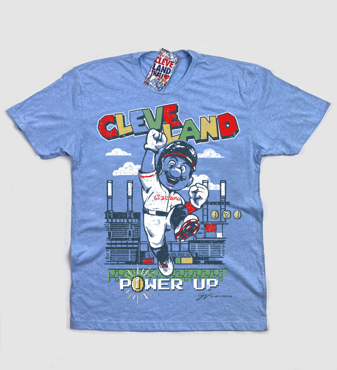 Kids Cleveland Baseball Power Up T shirt