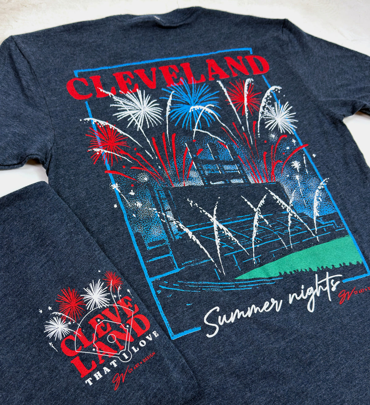 Cleveland Baseball Summer Nights Fireworks T shirt
