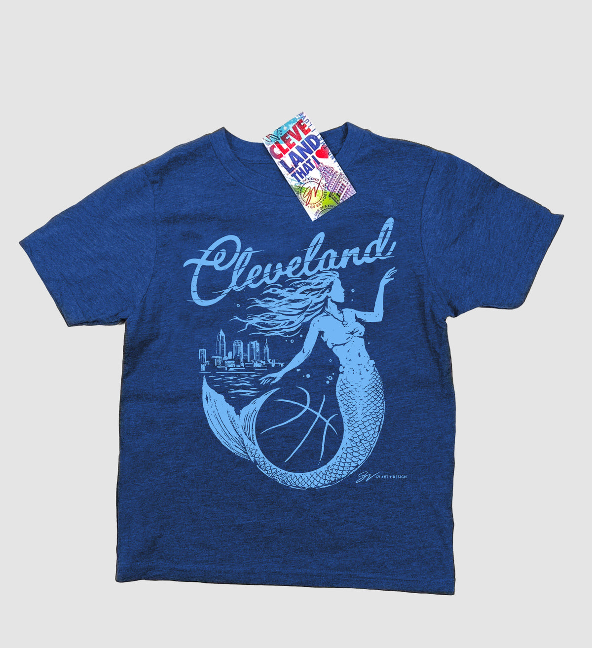 Kids Cleveland Women's Basketball Royal Script T Shirt