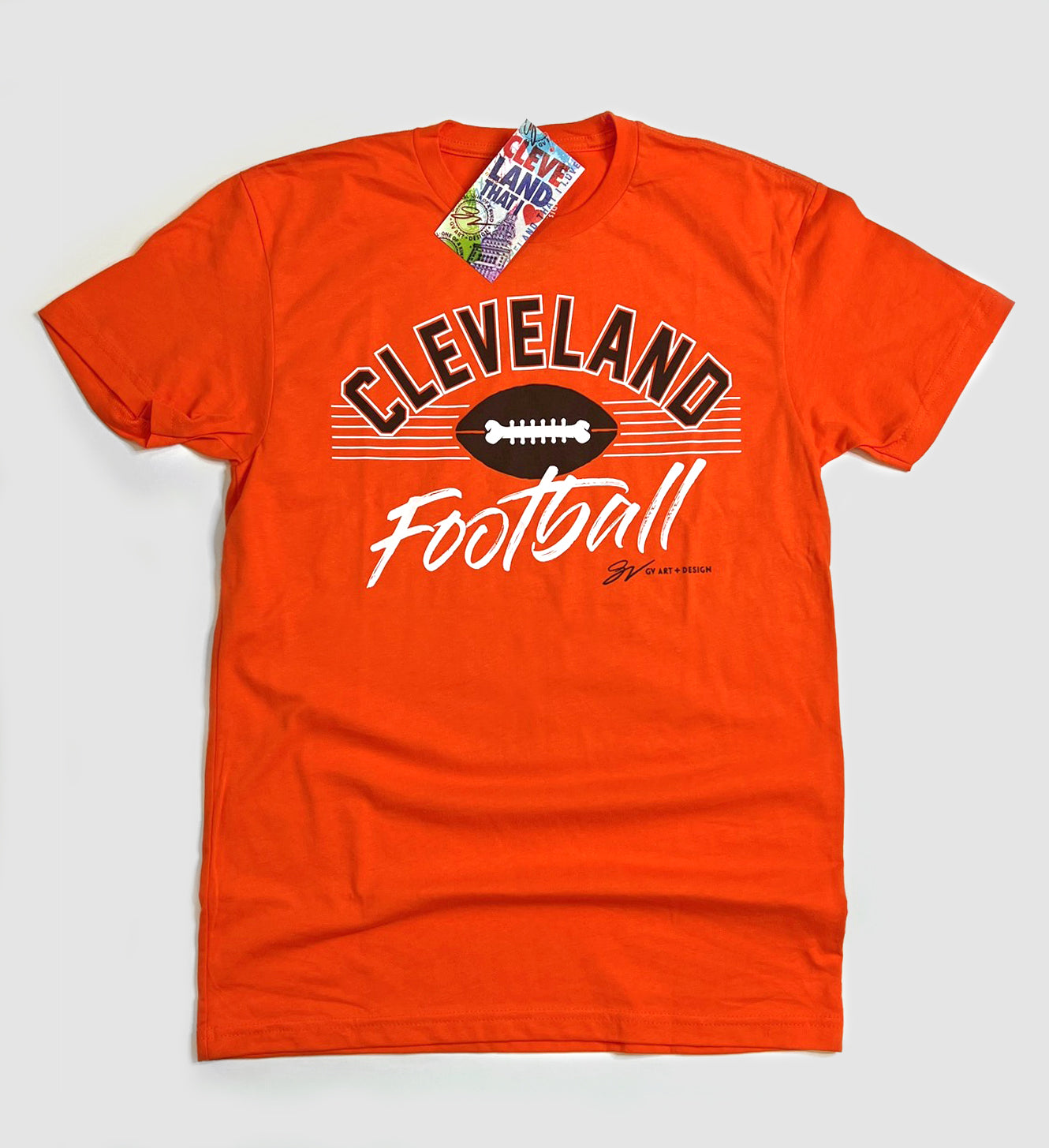 GV Art and Design Cleveland Bone Football T Shirt XXLarge