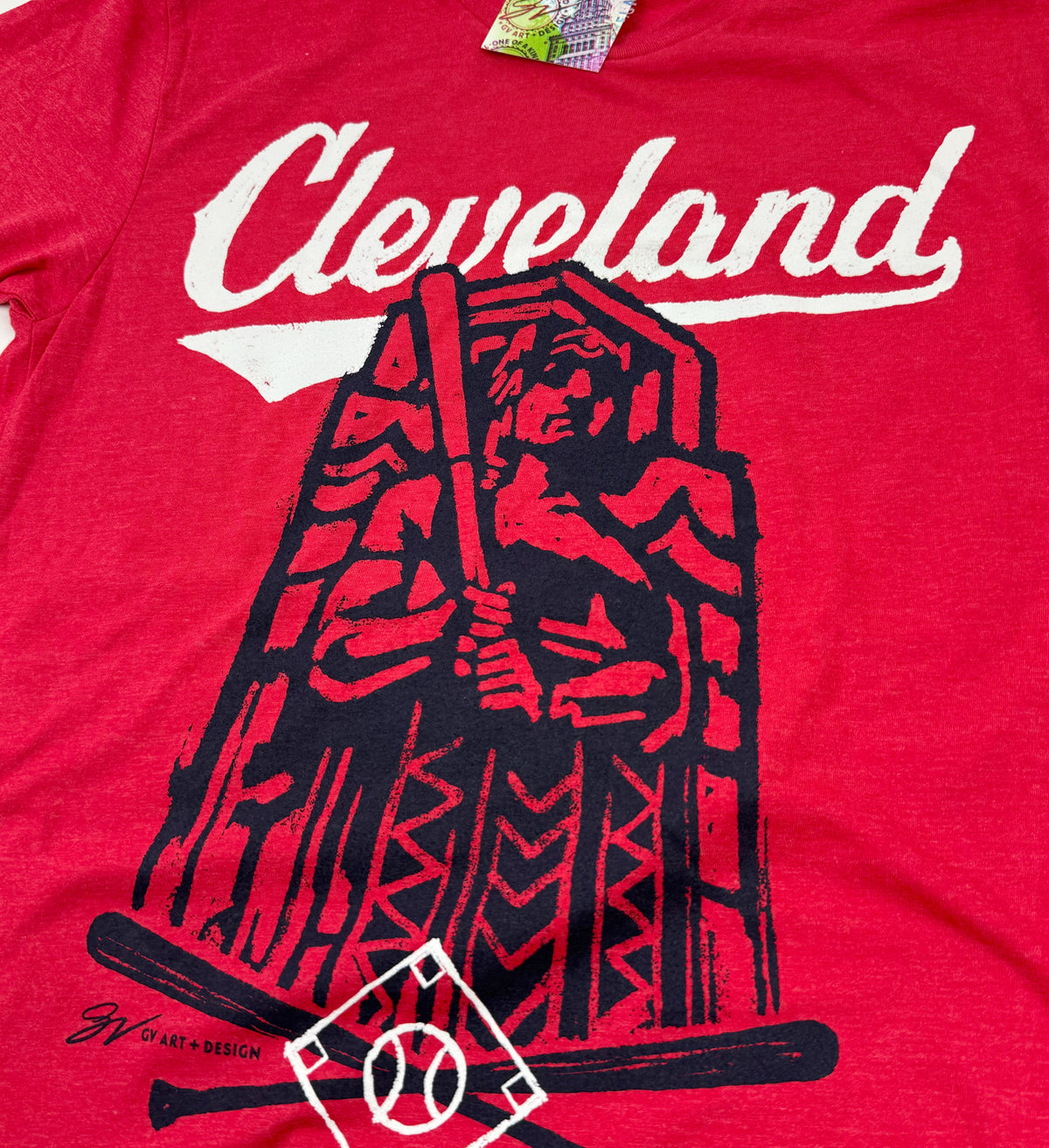 Red Cleveland Guardian Baseball T shirt