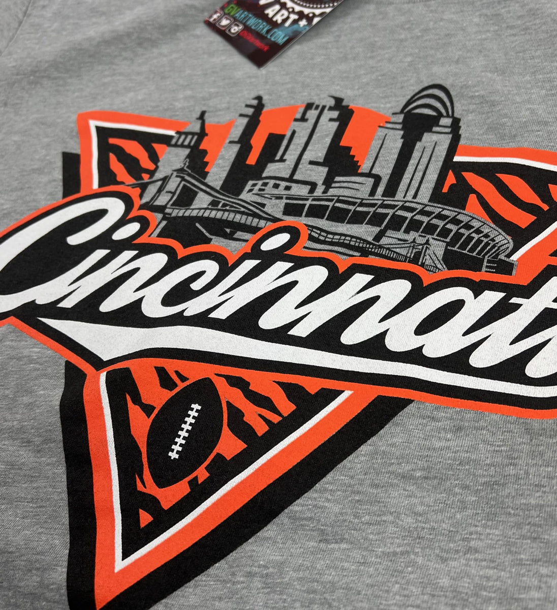 Cincinnati Football Skyline Grey T shirt