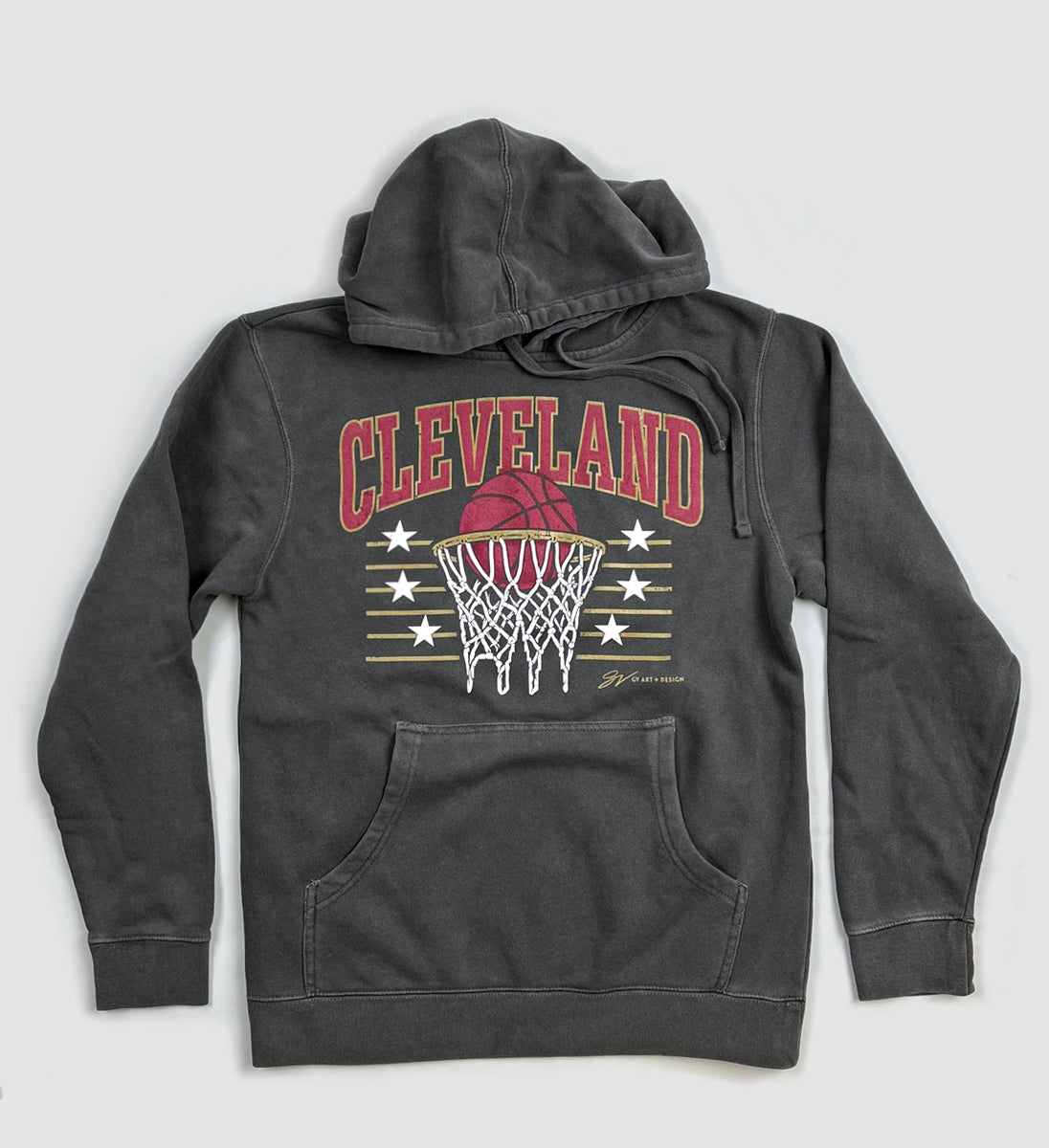 Youth Charcoal/Wine Cleveland Cavaliers Pullover Hoodie