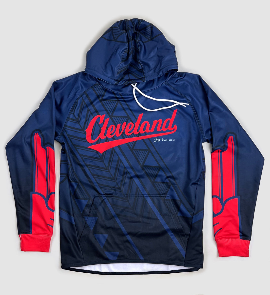 Two Tone Cleveland Baseball Statue Hooded Sweatshirt Large