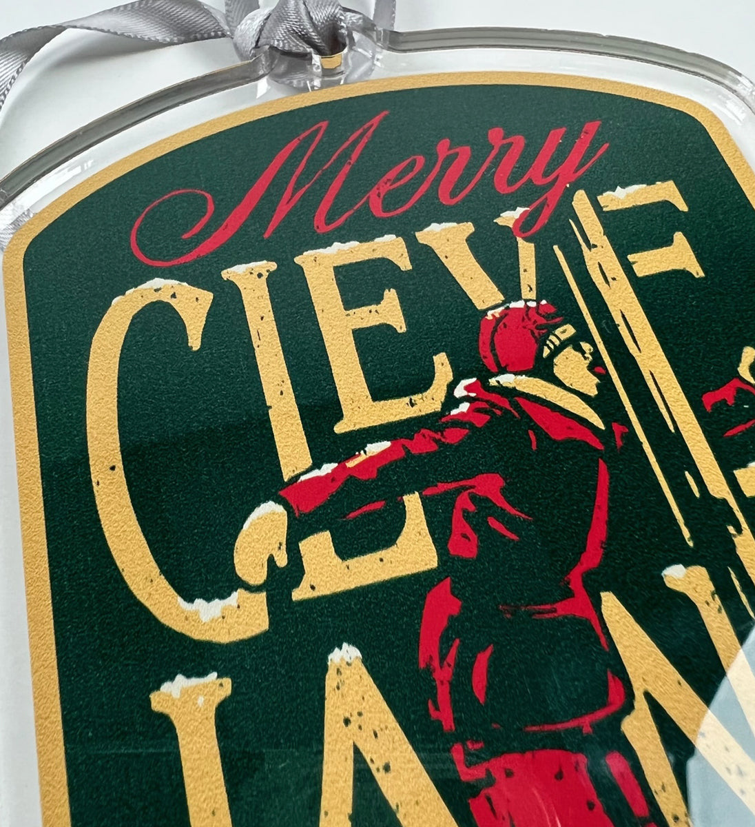 Cleveland Christmas Flag Pole Clear Ornament
