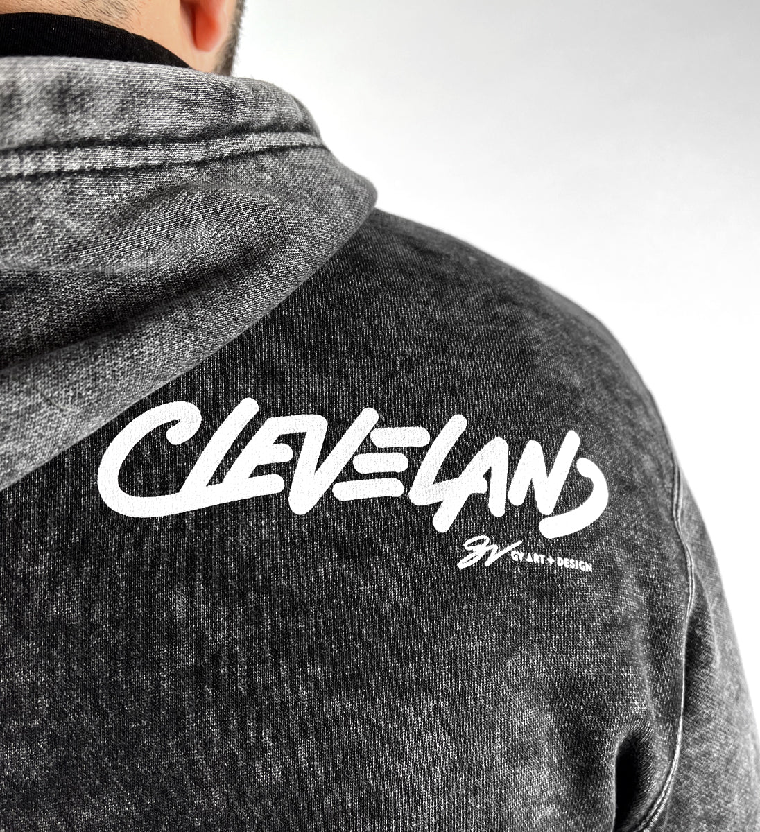 Cleveland Black Mineral Wash Hooded Sweatshirt