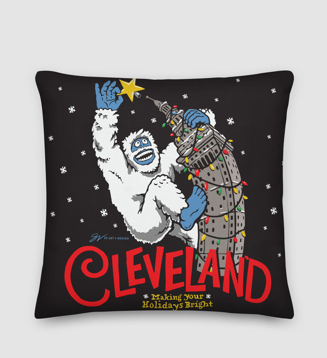 Cleveland Making Your Holidays Bright Pillow