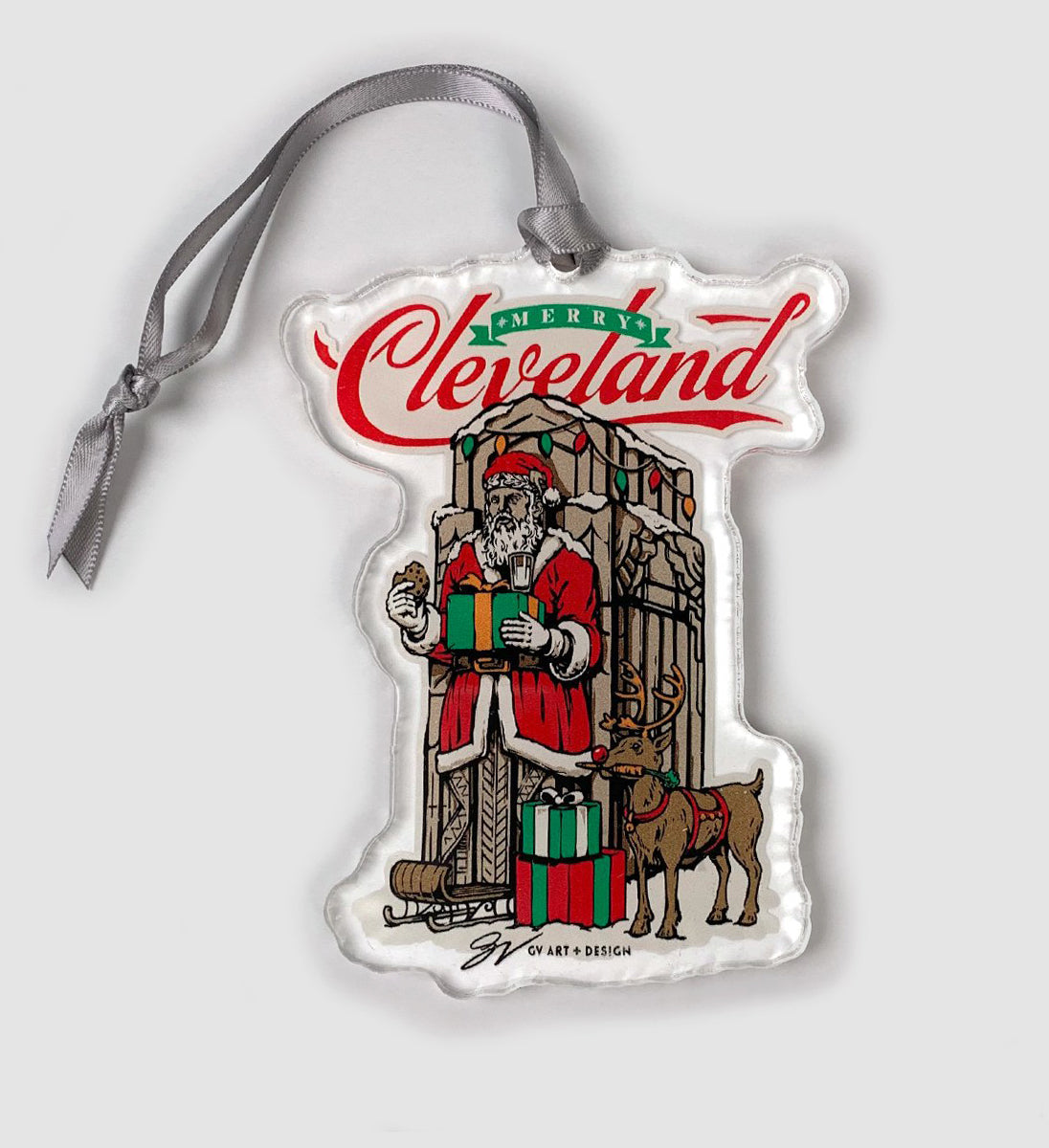Santa Guardian Clear Ornament
