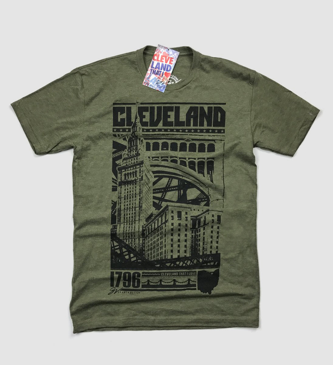 Cleveland Bold Graphic T - Military Green
