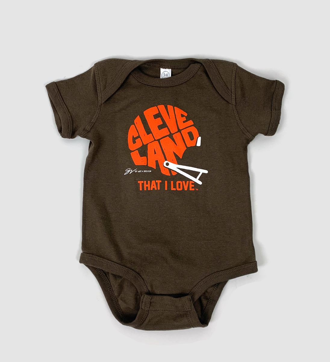 Cleveland That I Love Helmet Brown Onesie - Main Image