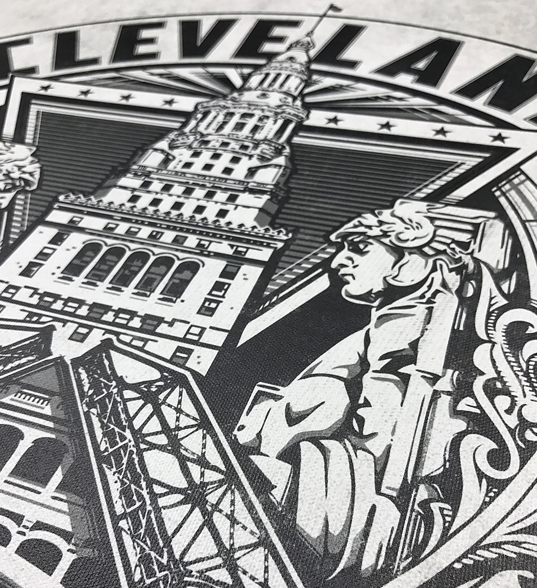 Cleveland Crest Canvas Artwork - Grey