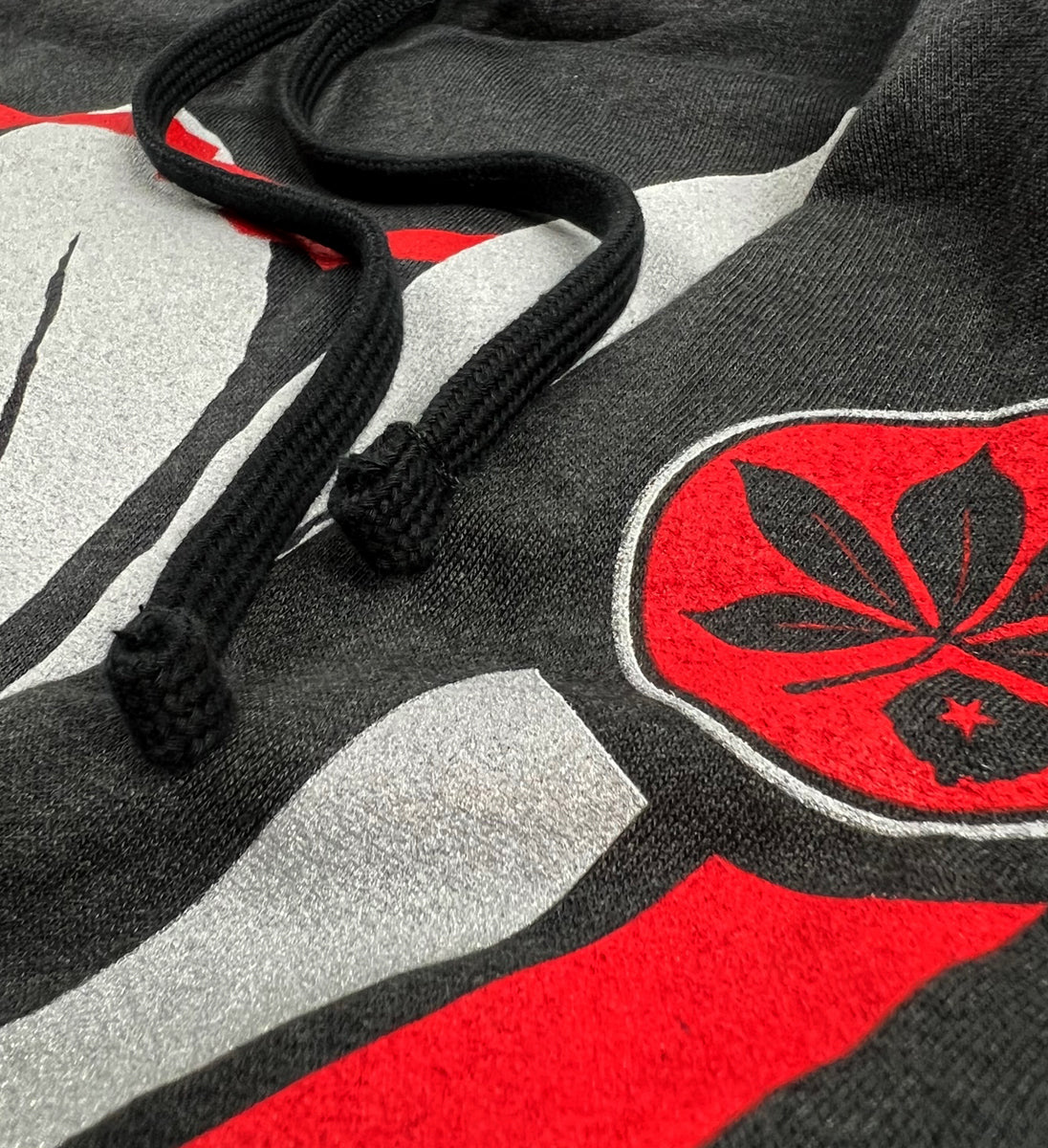 Black Ohio Outline Leaf Hooded Sweatshirt