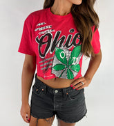 Red Ohio Script Cropped T shirt