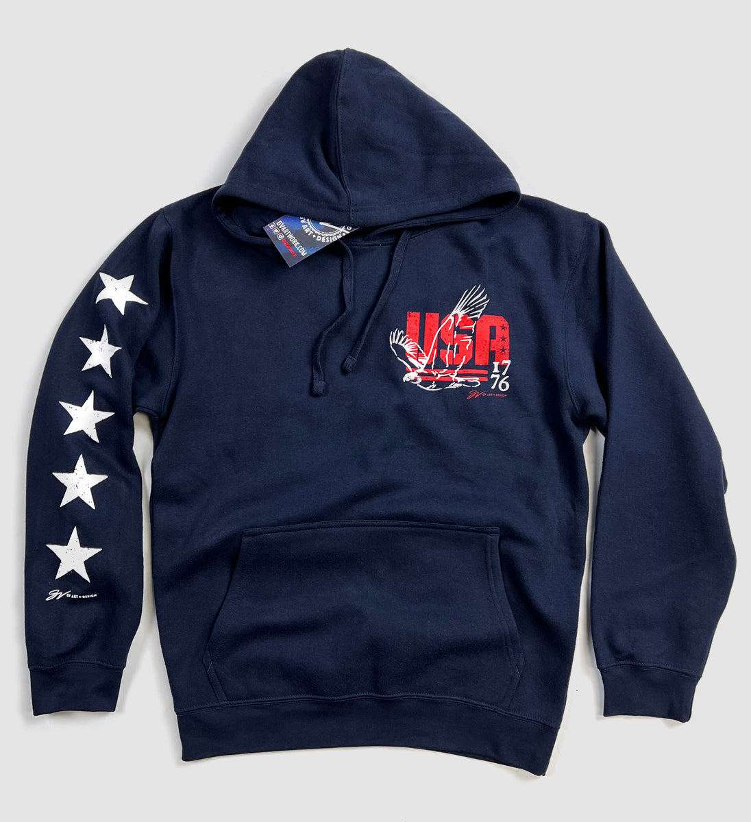 Good American outlet Goodies Stars & Stripes Hoodie Foil Printed Tunic Sweatshirt