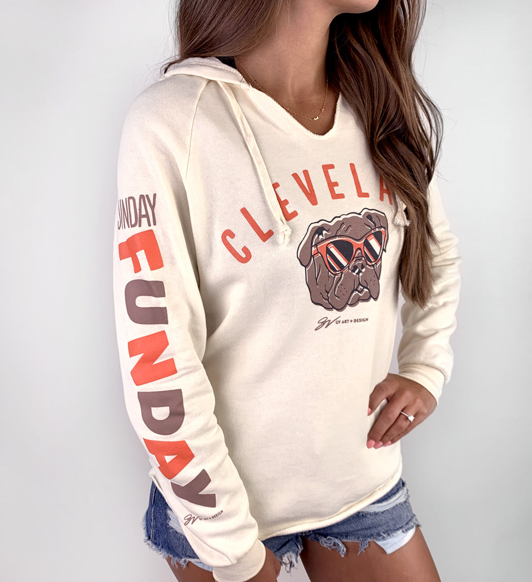 Women's Cleveland Browns Graphic Oversized Sunday Crew, Women's Sale