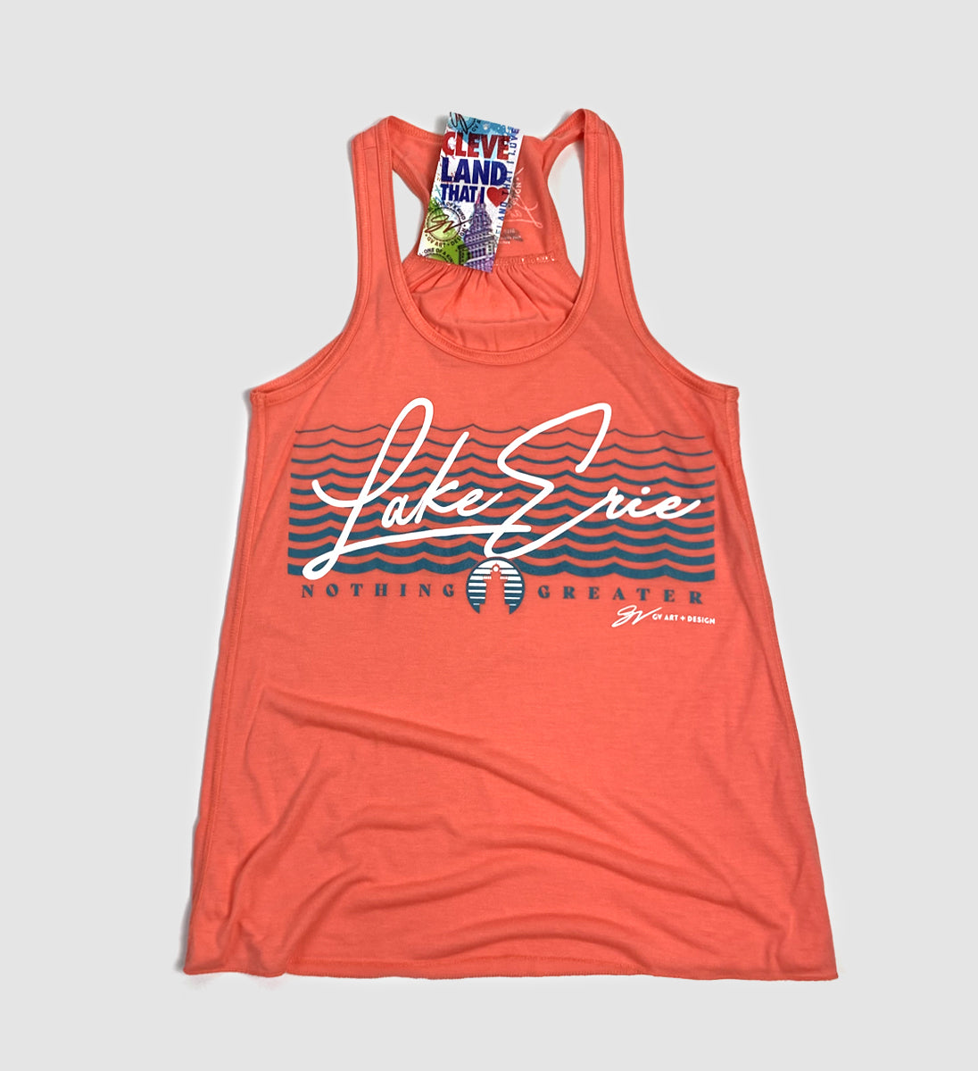 Womens Coral Lake Erie Racerback Tank