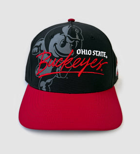 Brutus Buckeyes Script Black/Red Snapback