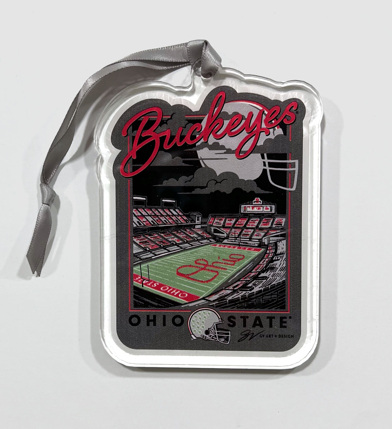 Buckeye Script Night Scene Clear Ornament