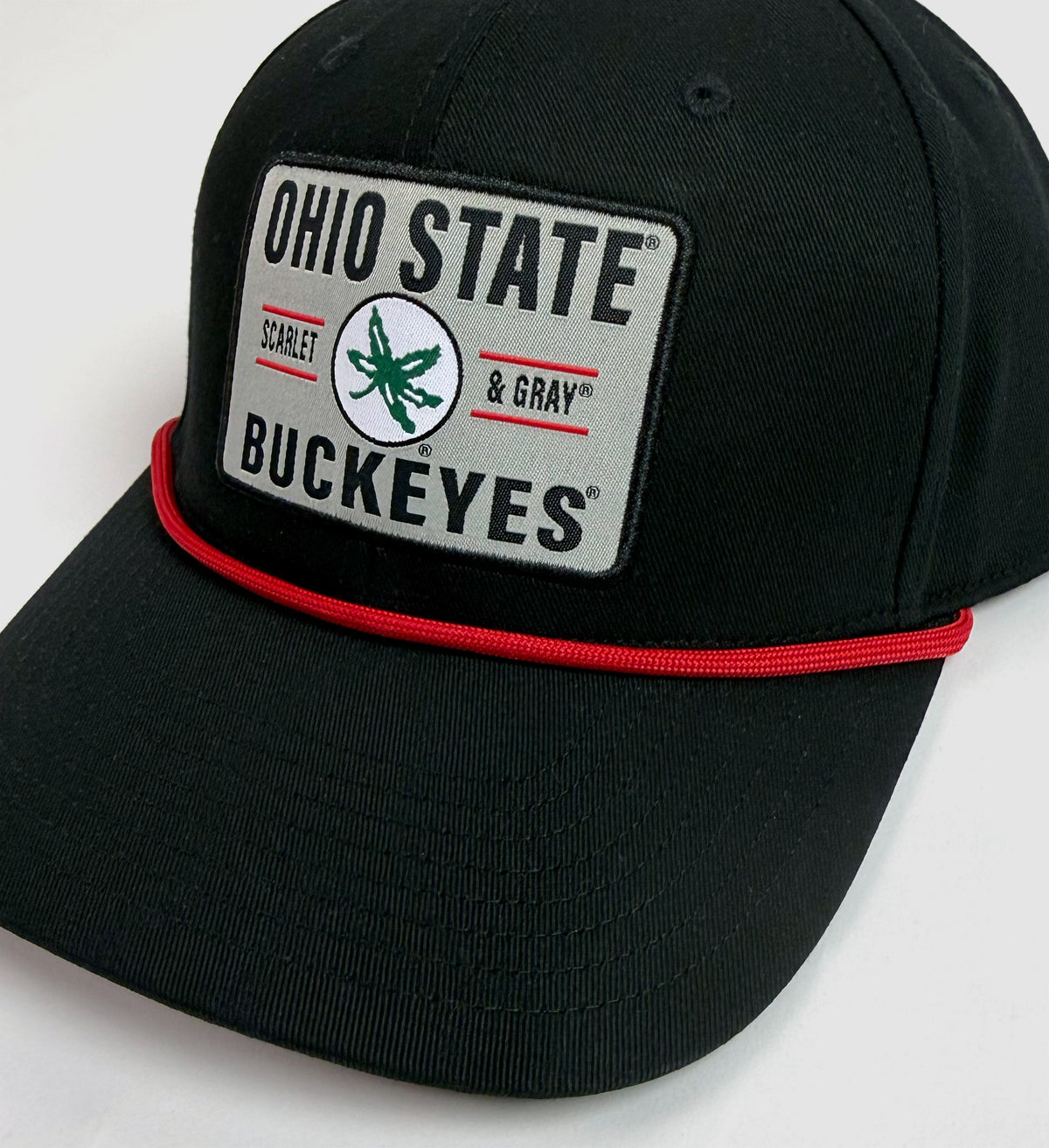 Scarlet & Grey Patch Black Rope Hat