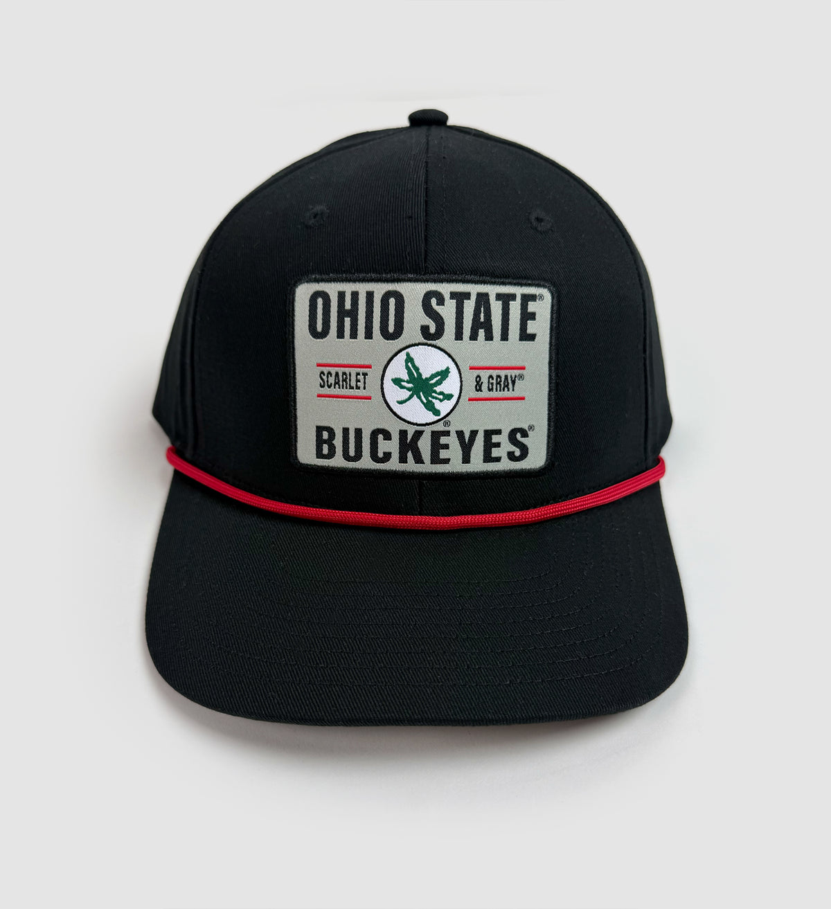 Scarlet & Grey Patch Black Rope Hat