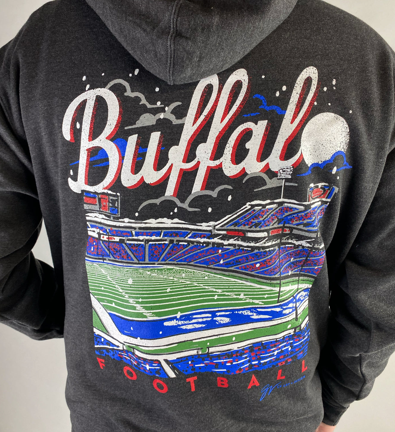 Buffalo Football Night Scene Hooded Sweatshirt