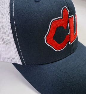 CLE Baseball Feather Navy/White Mesh Hat