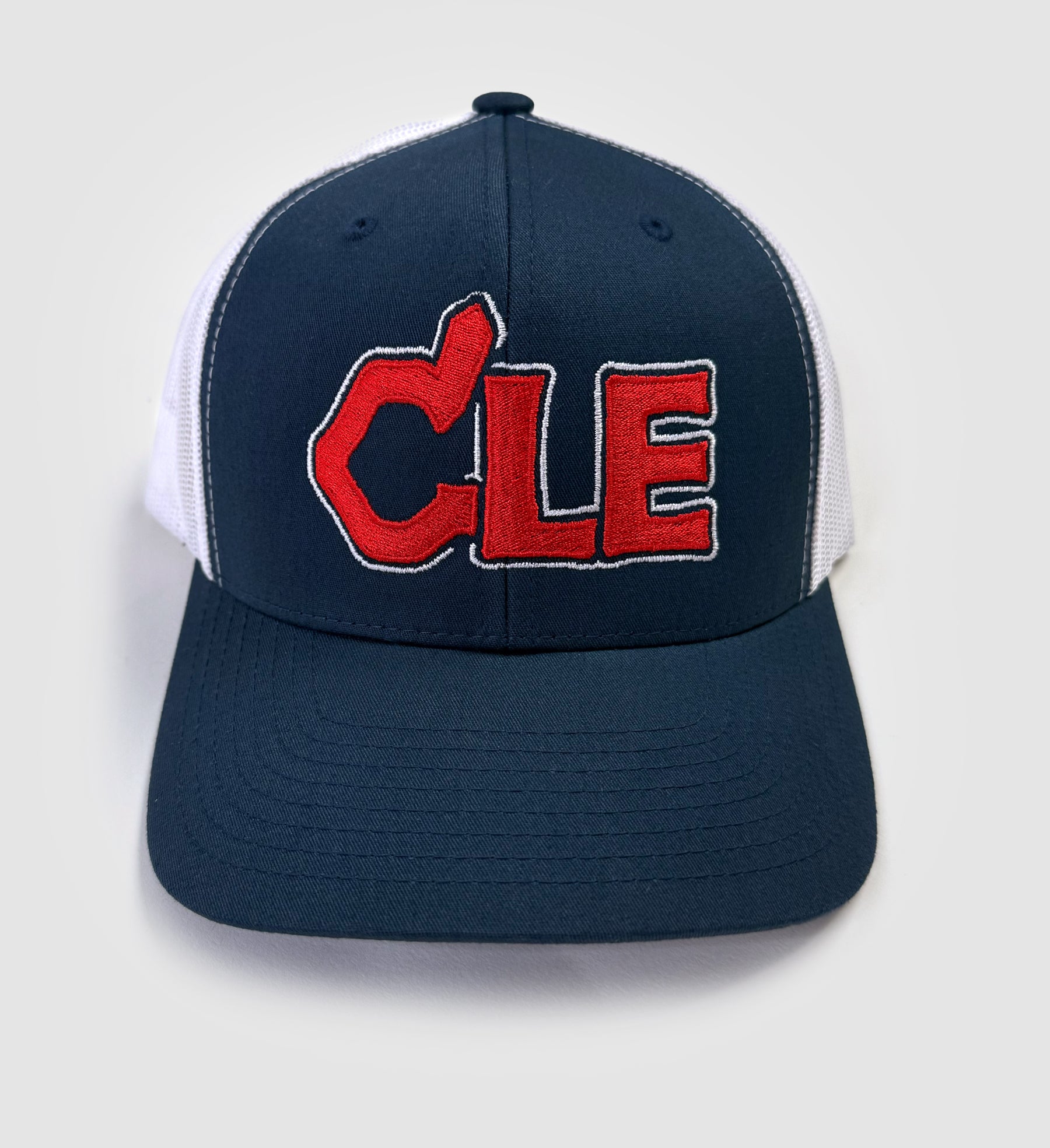 CLE Baseball Feather Navy/White Mesh Hat