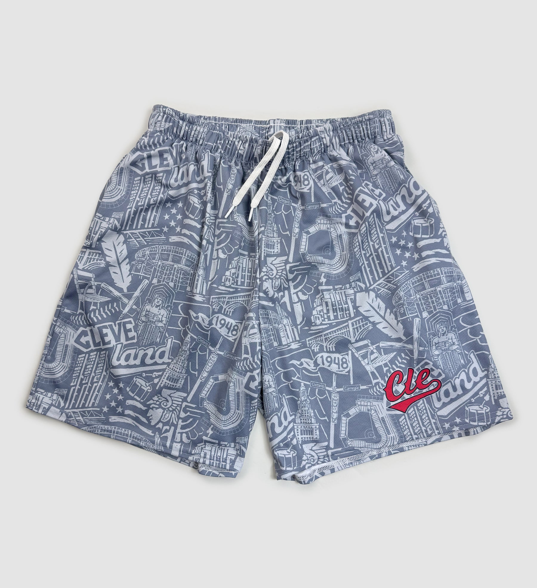 Cleveland Baseball Pattern Unisex mesh shorts