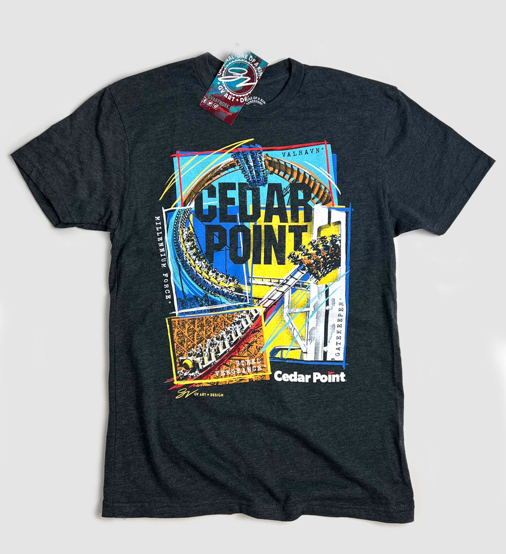 Cedar Point Coaster Collage T shirt Cleveland