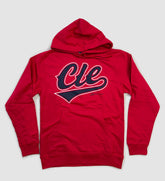 Red CLE Script Baseball Hooded Sweatshirt
