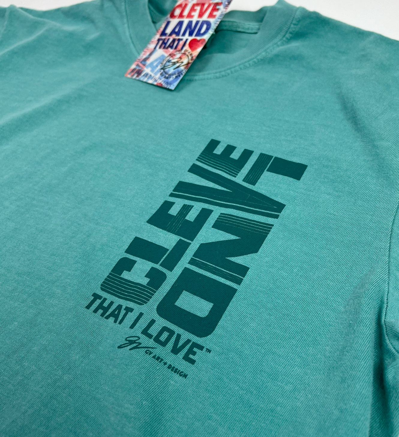 CleveLAND Type Down Seafoam T shirt