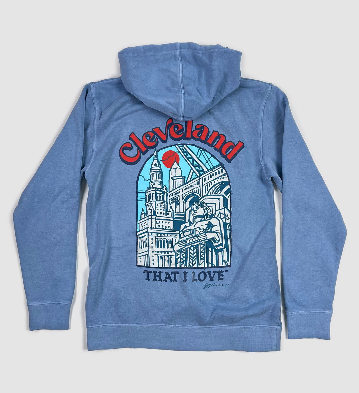 Cincinnati Athletic Club - All-Blue Logo | Cincy Shirts Hooded Sweatshirt / Heather Grey / S