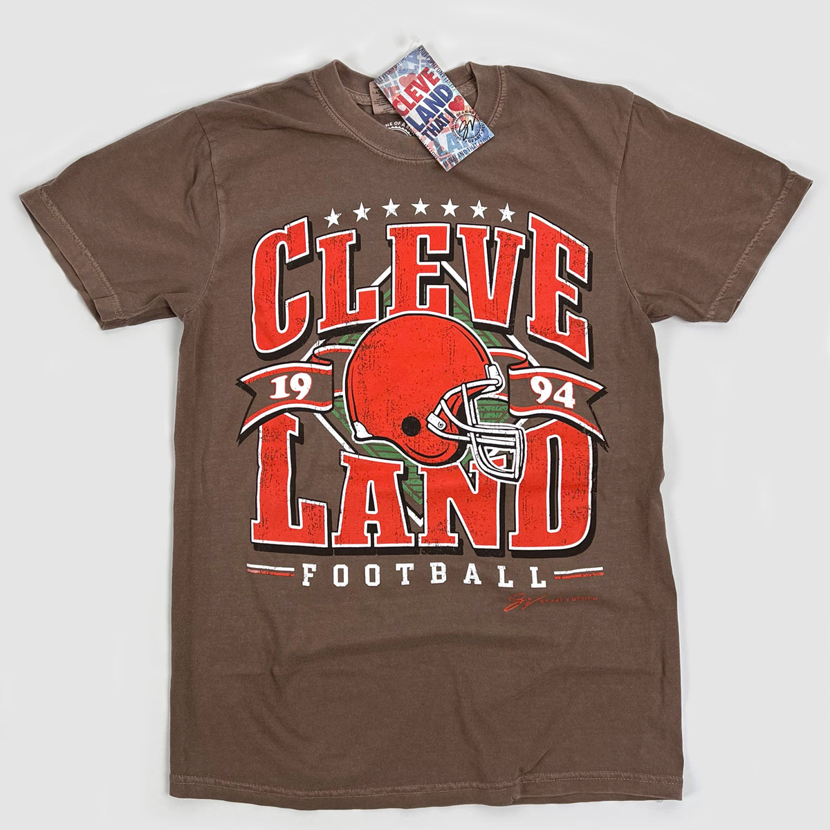 GV Art and Design Brown Cleveland Football Vintage T Shirt Small