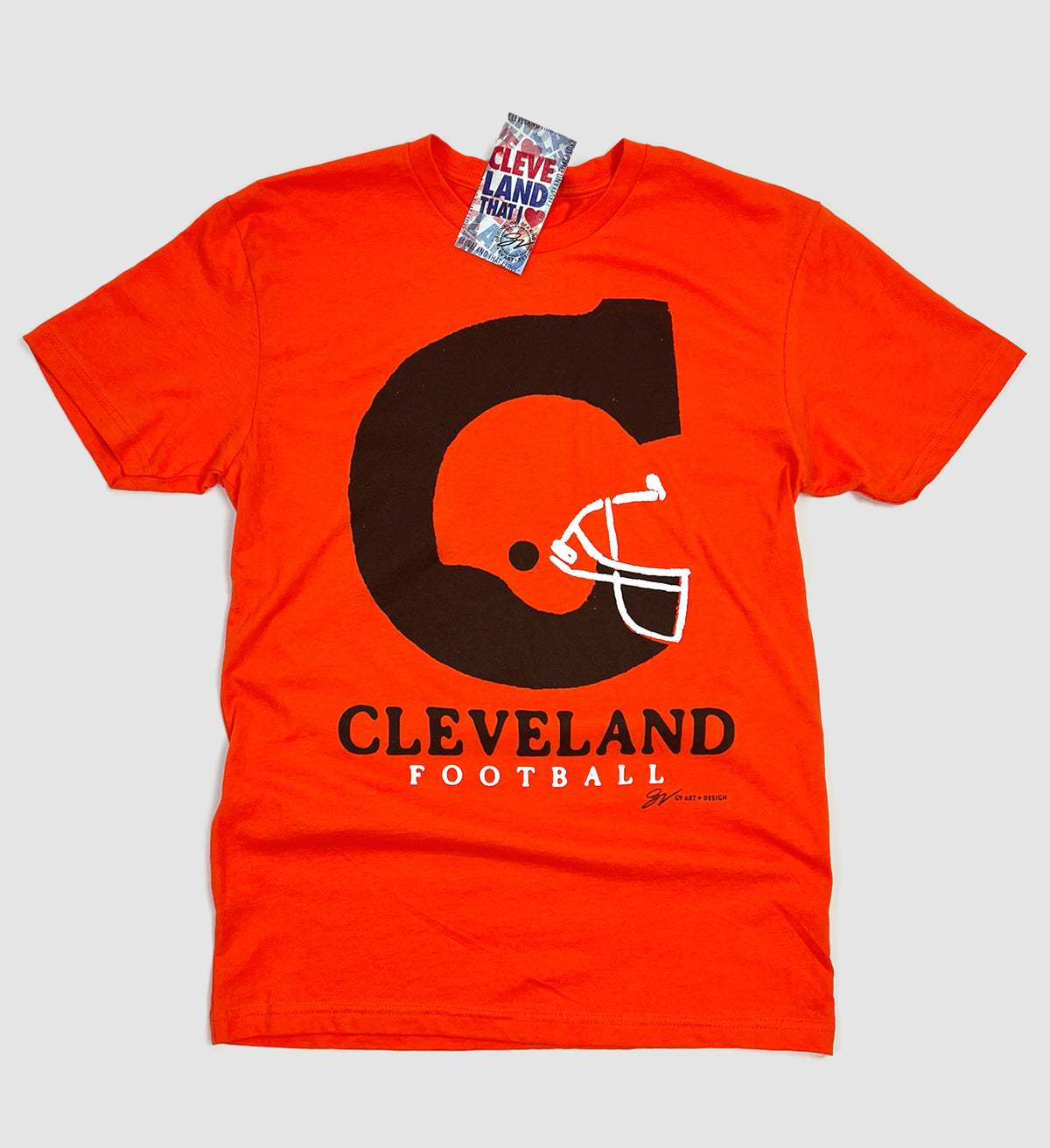 Orange Cleveland C Helmet T Shirt