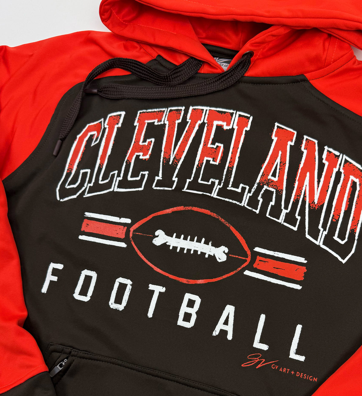 Custom Cleveland Football Stripes Hooded Sweatshirt