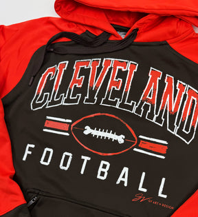 Custom Cleveland Football Stripes Hooded Sweatshirt
