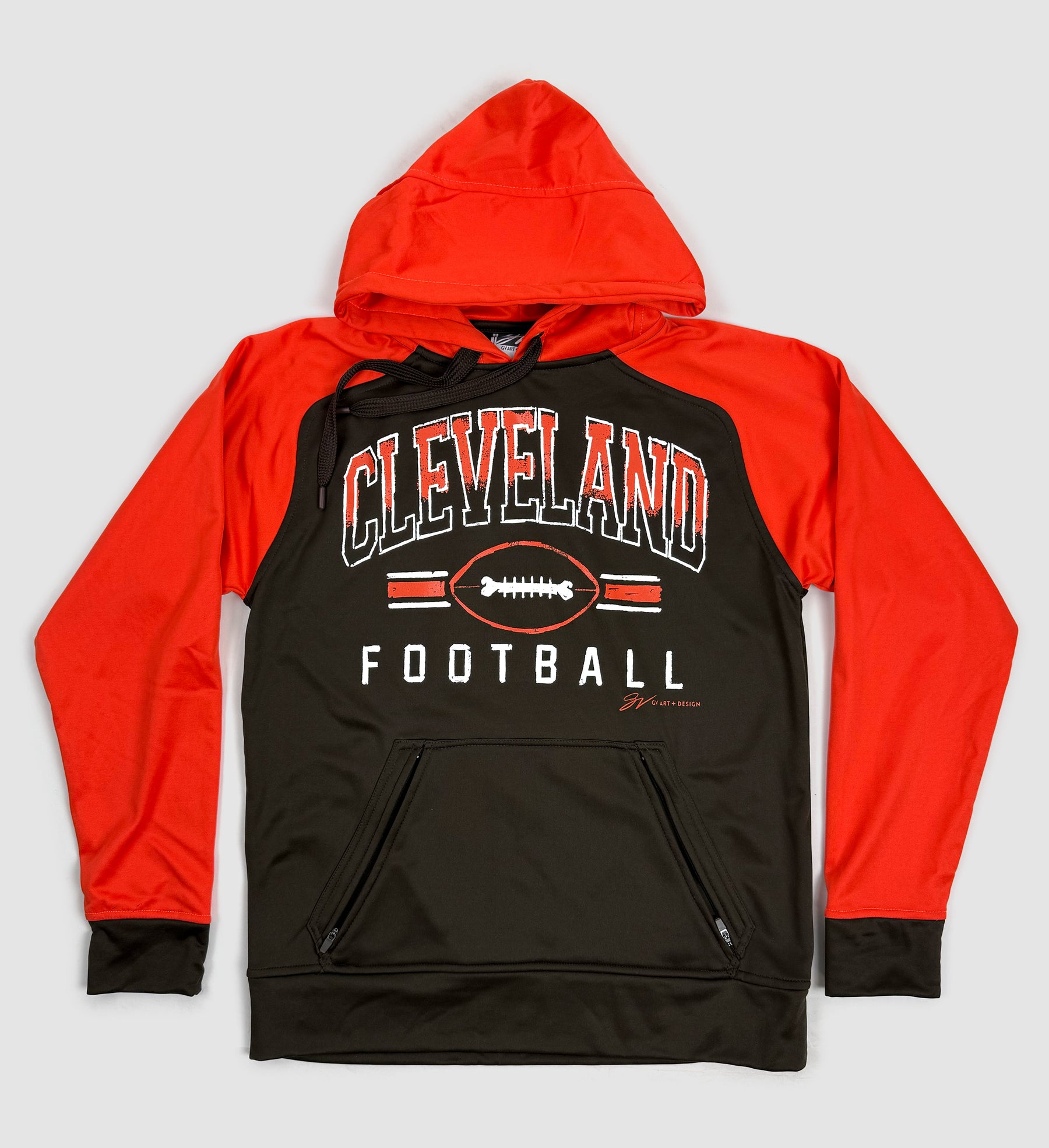 Custom Cleveland Football Stripes Hooded Sweatshirt