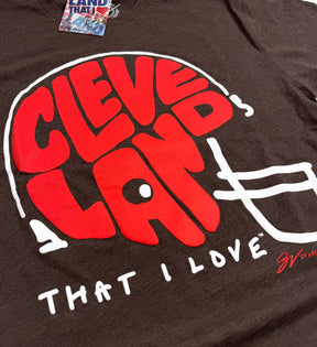 Cleveland Football Font Helmet T shirt