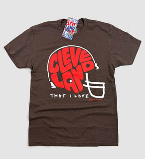 Cleveland Football Font Helmet T shirt